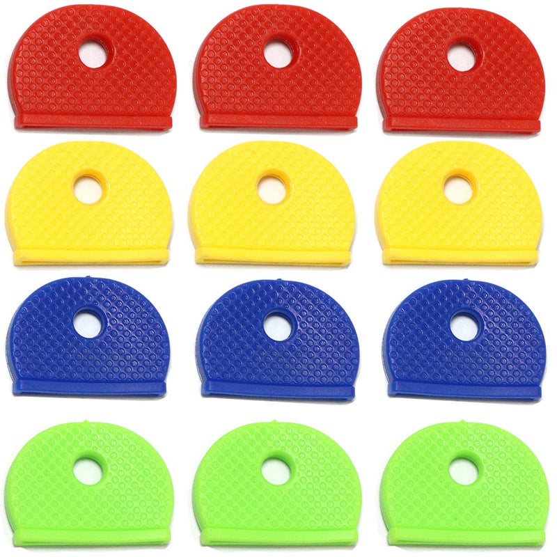 PZRT 12pcs PVC Plastic Key Cap Tags Covers in 4 Assorted Colors for Identify Your Key - Image 1